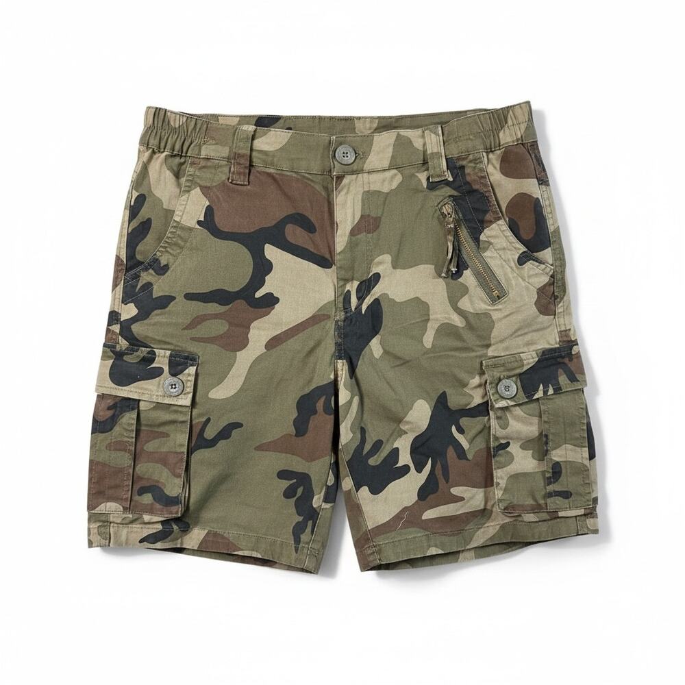 Womens Camo Cargo Shorts Size 12 Stretch Utility Military Style Pockets